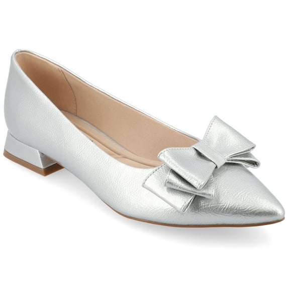 Journee Womens Ophelia Slip On Pointed Toe Low Heel Dress Flats, Widths Available