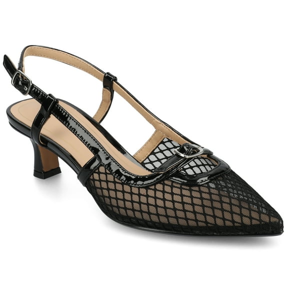Journee Womens Padma Sling Back Pointed Toe Kitten Heel Pumps, Widths Available
