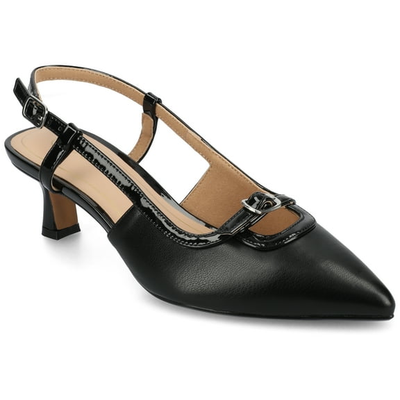 Journee Womens Padma Sling Back Pointed Toe Kitten Heel Pumps, Widths Available