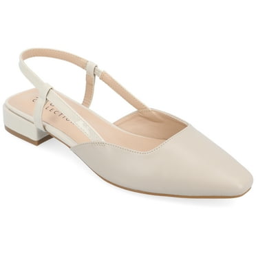 Journee Womens Paislee Sling Back Block Heel Square Toe Flats