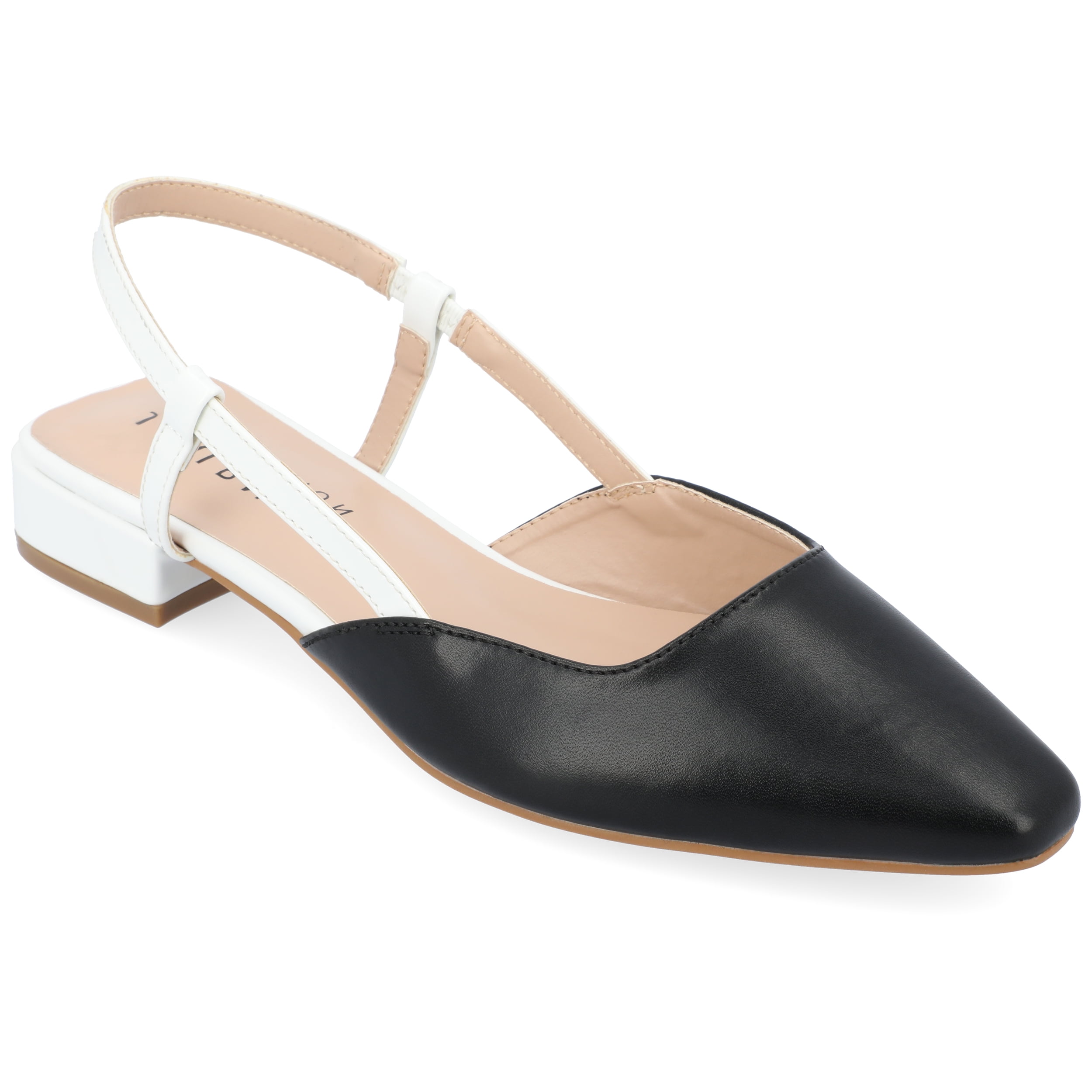 Journee Womens Paislee Sling Back Block Heel Square Toe Flats