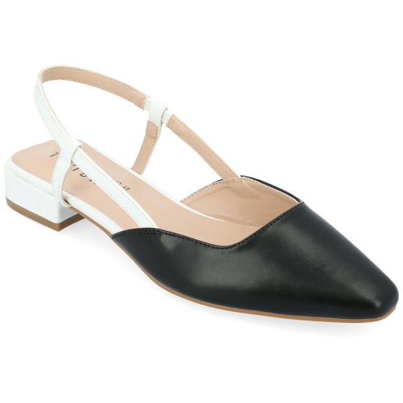 Journee Womens Paislee Sling Back Block Heel Square Toe Flats