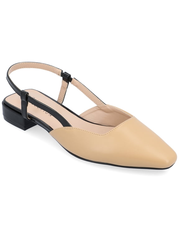 Womens Paislee Sling Back Block Heel Square Toe Flats