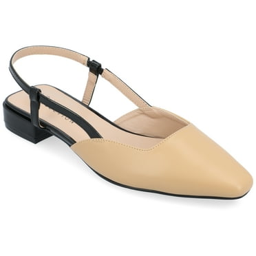 Journee Womens Paislee Sling Back Block Heel Square Toe Flats