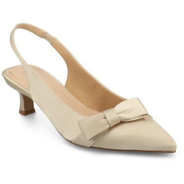 Journee Womens Paloma Sling Back Pointed Toe Kitten Heel Pumps