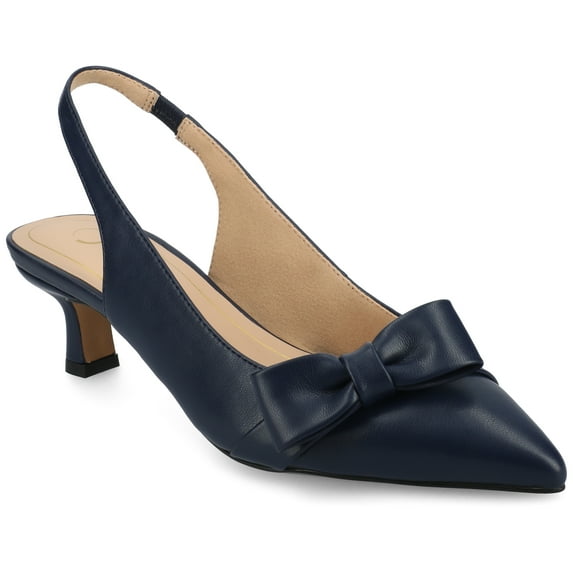 Journee Womens Paloma Sling Back Pointed Toe Kitten Heel Pumps