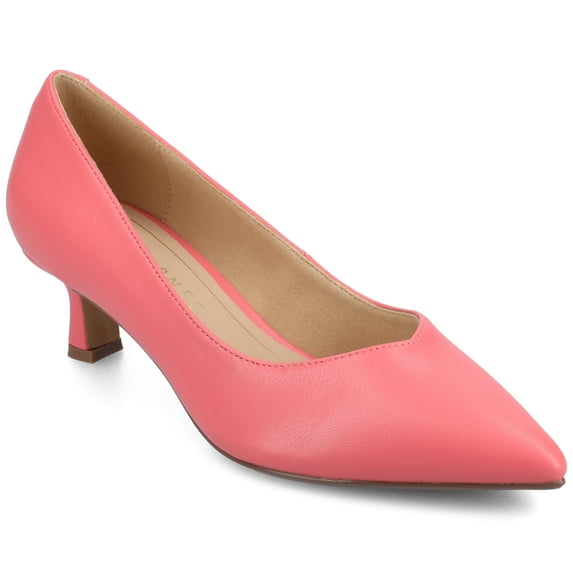 Journee Womens Pammie Slip On Pointed Toe Kitten Heel Pumps, Widths Available