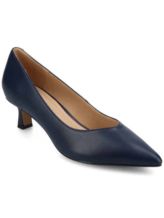 Womens Pammie Slip On Pointed Toe Kitten Heel Pumps, Widths Available