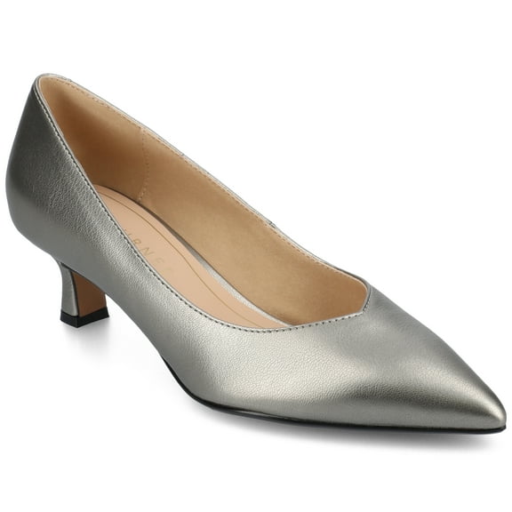 Journee Womens Pammie Slip On Pointed Toe Kitten Heel Pumps, Widths Available