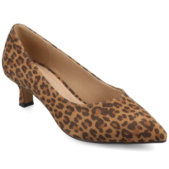 Journee Womens Pammie Slip On Pointed Toe Kitten Heel Pumps, Widths Available