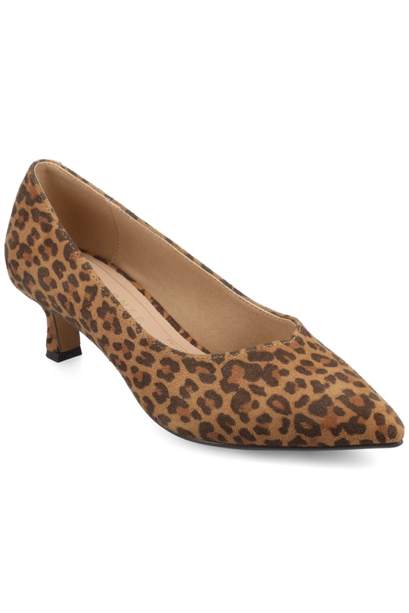 Womens Pammie Slip On Pointed Toe Kitten Heel Pumps, Widths Available