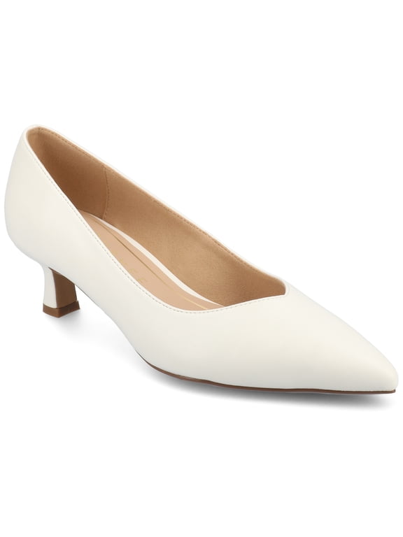 Womens Pammie Slip On Pointed Toe Kitten Heel Pumps, Widths Available
