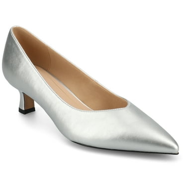 Journee Womens Pammie Slip On Pointed Toe Kitten Heel Pumps, Widths Available