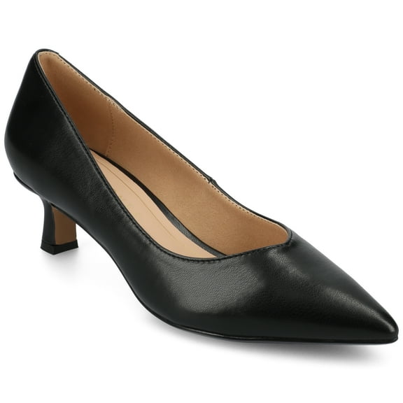 Journee Womens Pammie Slip On Pointed Toe Kitten Heel Pumps, Widths Available