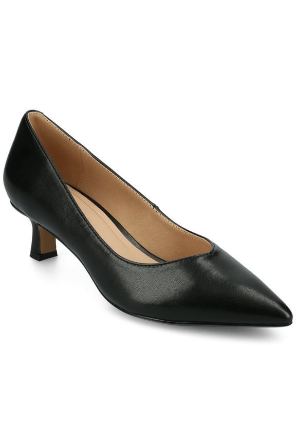 Womens Pammie Slip On Pointed Toe Kitten Heel Pumps, Widths Available