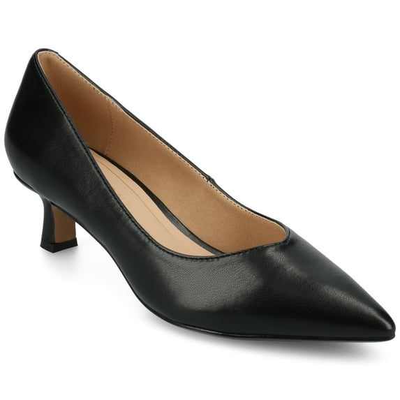 Journee Womens Pammie Slip On Pointed Toe Kitten Heel Pumps, Widths Available