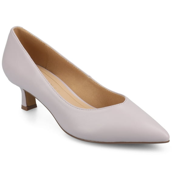 Journee Womens Pammie Slip On Pointed Toe Kitten Heel Pumps, Widths Available