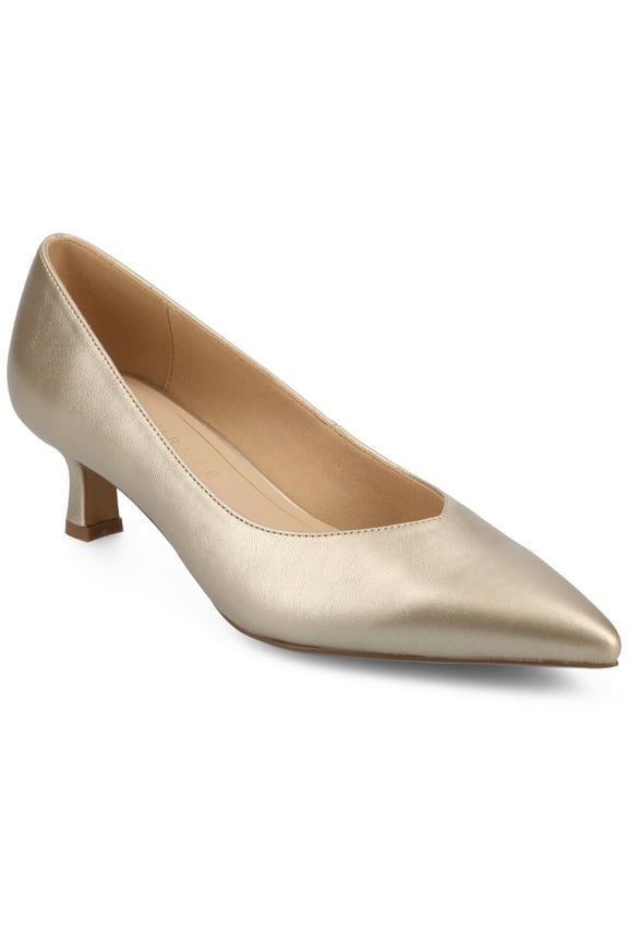 Womens Pammie Slip On Pointed Toe Kitten Heel Pumps, Widths Available