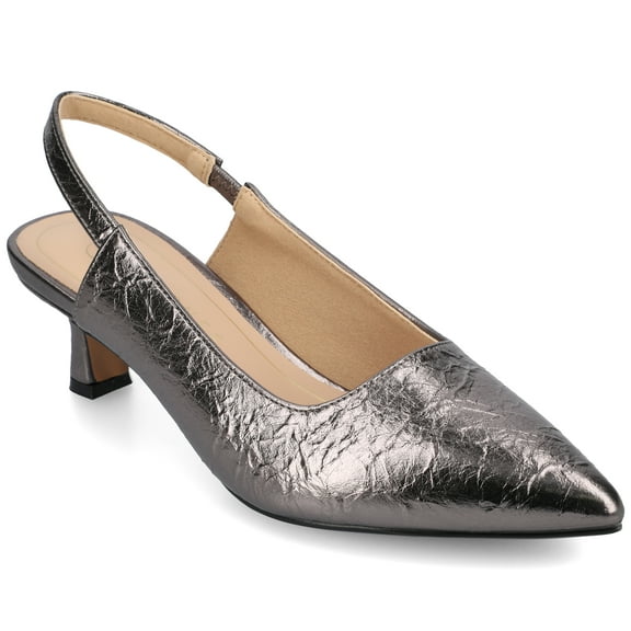 Journee Womens Paulina Kitten Heel Sling Back Pointed Toe Pumps, Widths Available