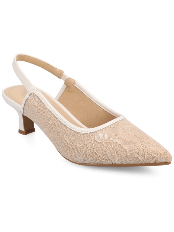 Womens Paulina Kitten Heel Sling Back Pointed Toe Pumps, Widths Available