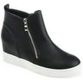 thumbnail image 1 of Journee Womens Pennelope Round Toe Double Zip Wedge Sneakers, Widths Available, 1 of 10