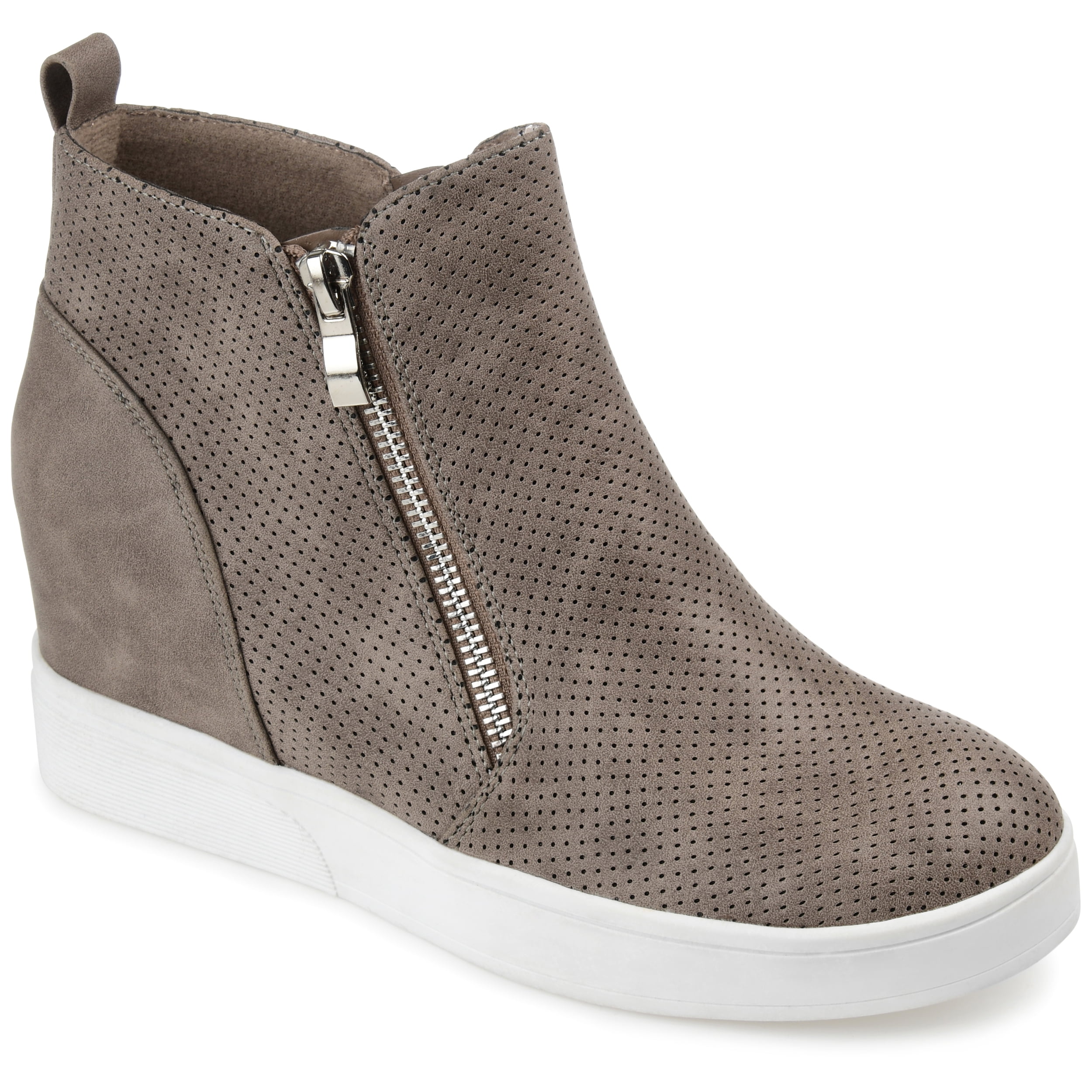 Journee Womens Pennelope Round Toe Double Zip Wedge Sneakers, Widths Available