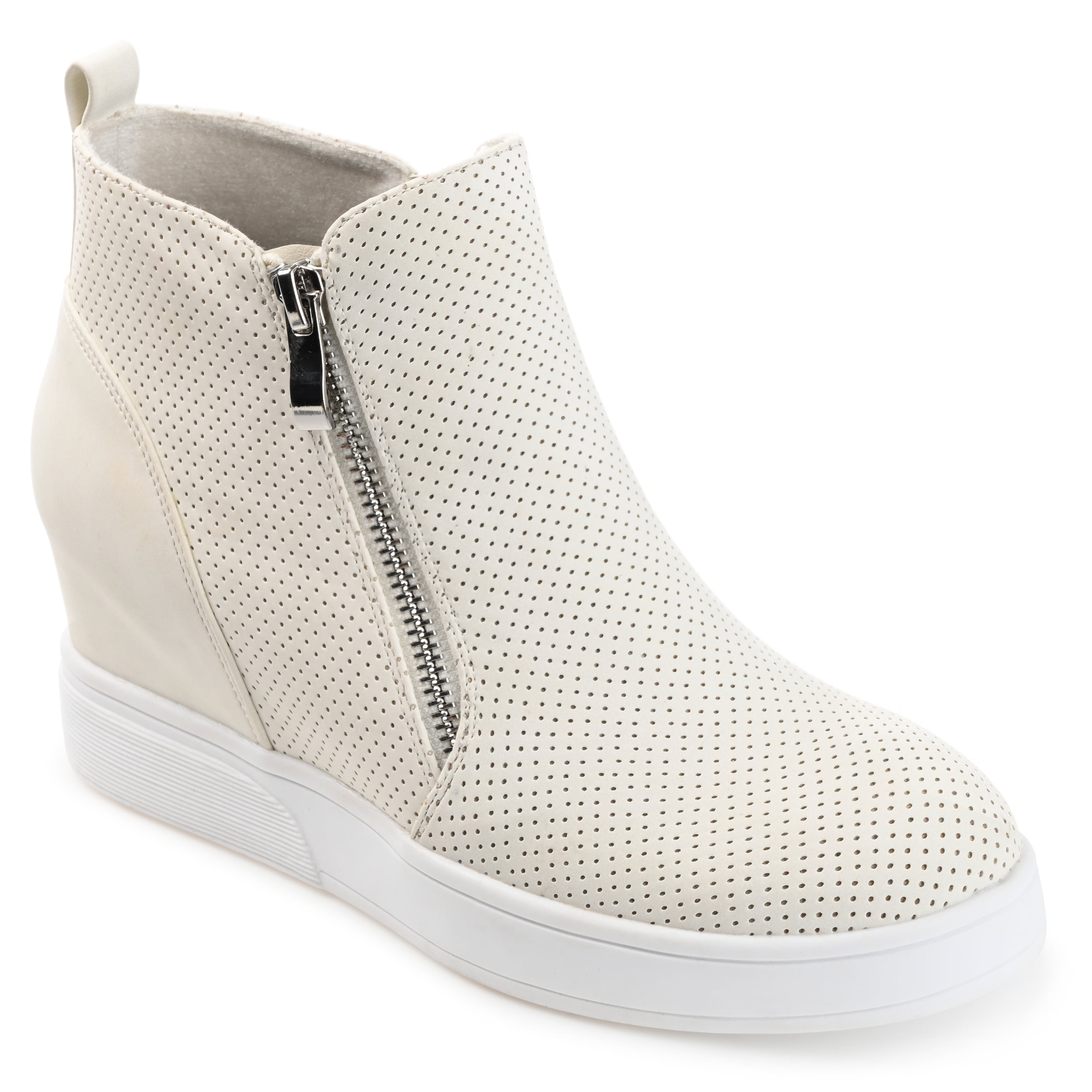 Journee Womens Pennelope Round Toe Double Zip Wedge Sneakers, Widths Available