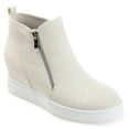 thumbnail image 1 of Journee Womens Pennelope Round Toe Double Zip Wedge Sneakers, Widths Available, 1 of 10