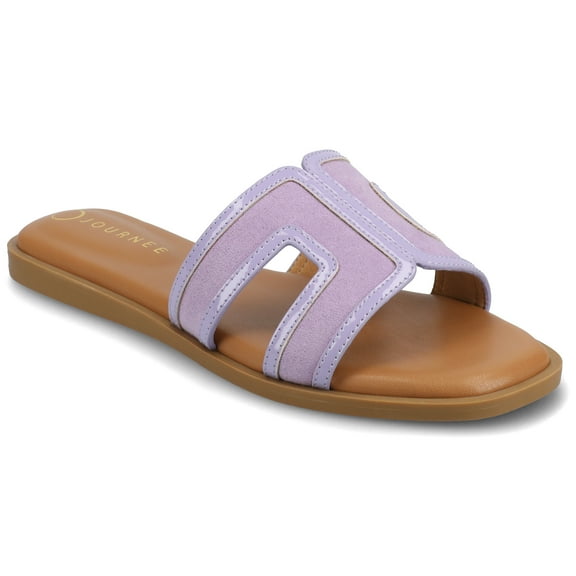 Journee Womens Primah "H" Band Slip On Flat Sandals