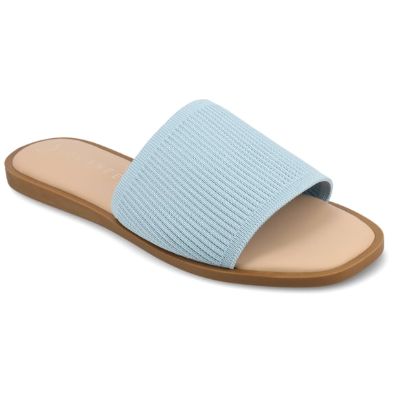 Journee Womens Prisilla Linen Slip On Flat Sandals, Widths Available