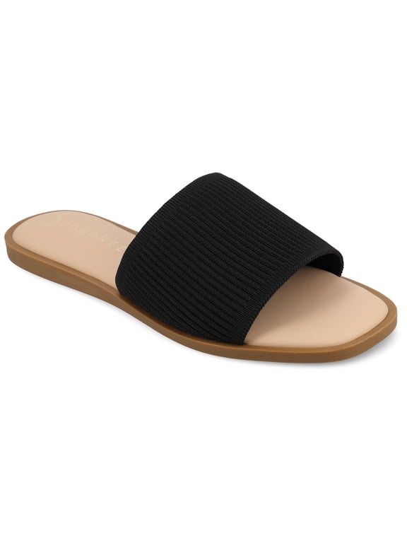 Womens Prisilla Linen Slip On Flat Sandals, Widths Available