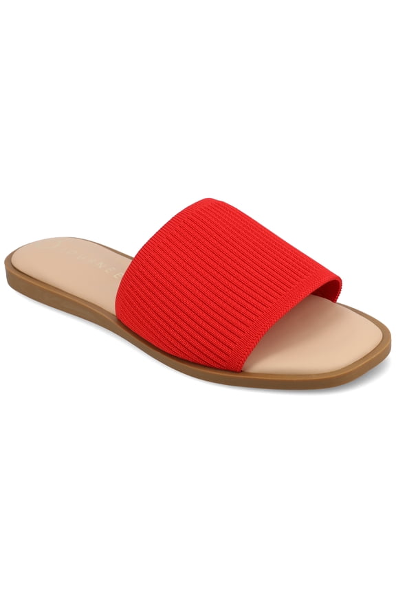 Womens Prisilla Linen Slip On Flat Sandals, Widths Available