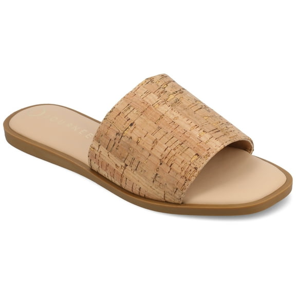 Journee Womens Prisilla Linen Slip On Flat Sandals, Widths Available