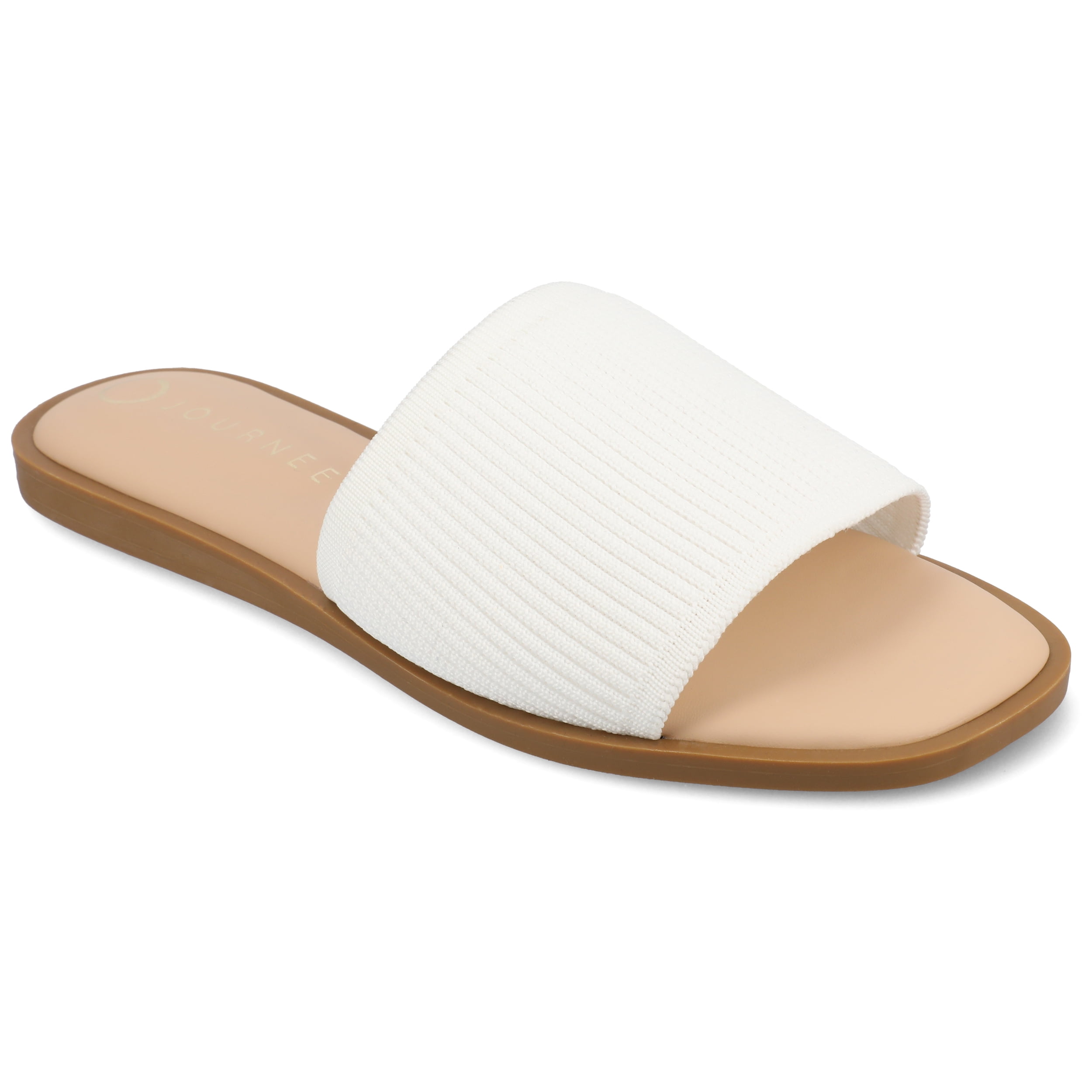 Womens Prisilla Linen Slip On Flat Sandals, Widths Available