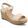 thumbnail image 1 of Journee Womens Ranae Ankle Strap Platform Cork Wedge Sandals, 1 of 9