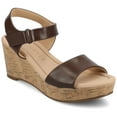 thumbnail image 1 of Journee Womens Ranae Ankle Strap Platform Cork Wedge Sandals, 1 of 9
