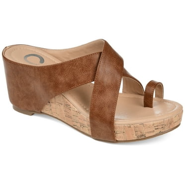Journee Womens Rayna Wedge Heel Slip On Sandals