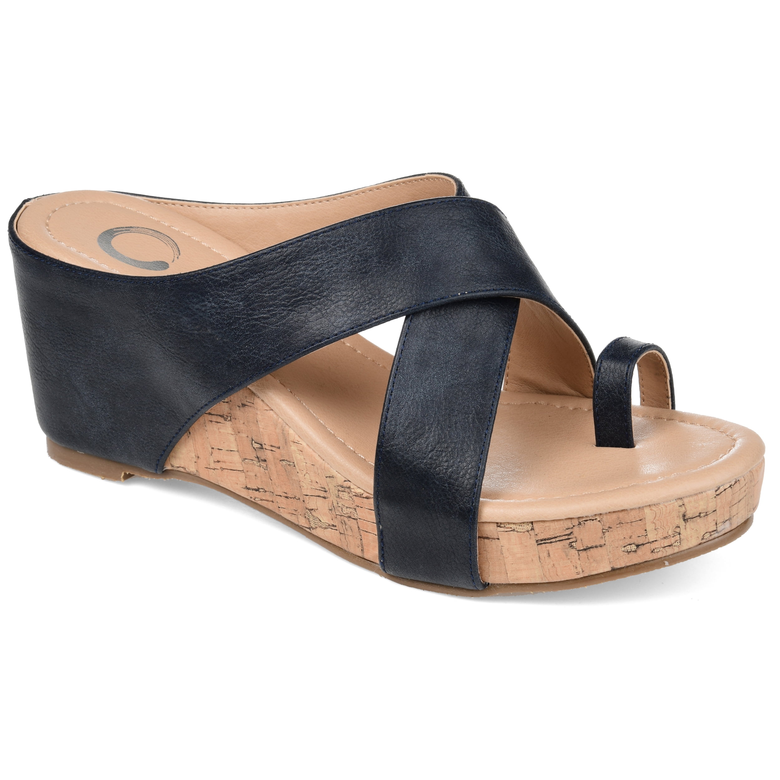 Journee Womens Rayna Wedge Heel Slip On Sandals