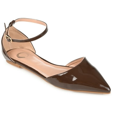 Journee Women's Reba Ankle Strap Pointed Toe Ballet Flats, Wide Width Available