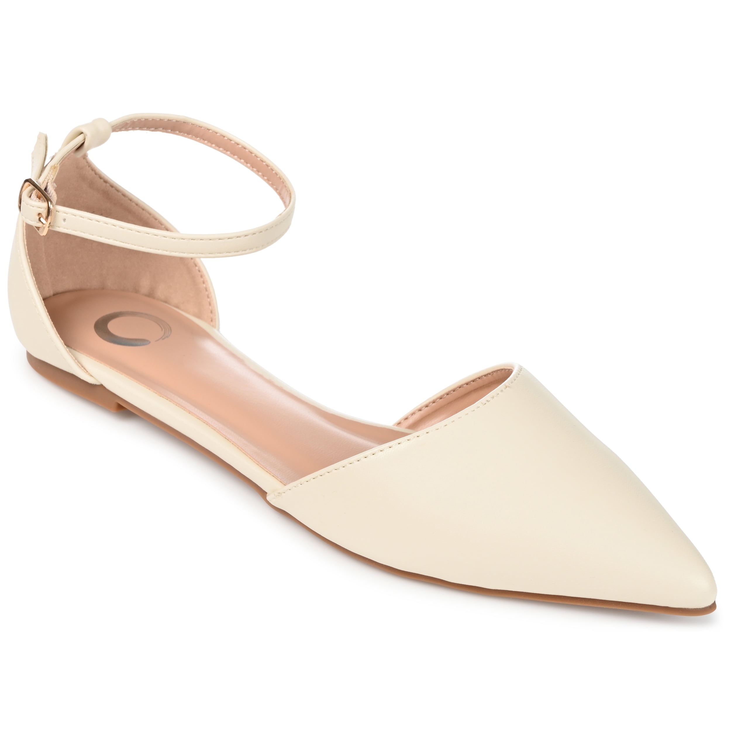 Womens Reba Buckle Pointed Toe Ballet Flats, Widths Available