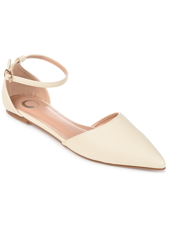 Womens Reba Buckle Pointed Toe Ballet Flats, Widths Available