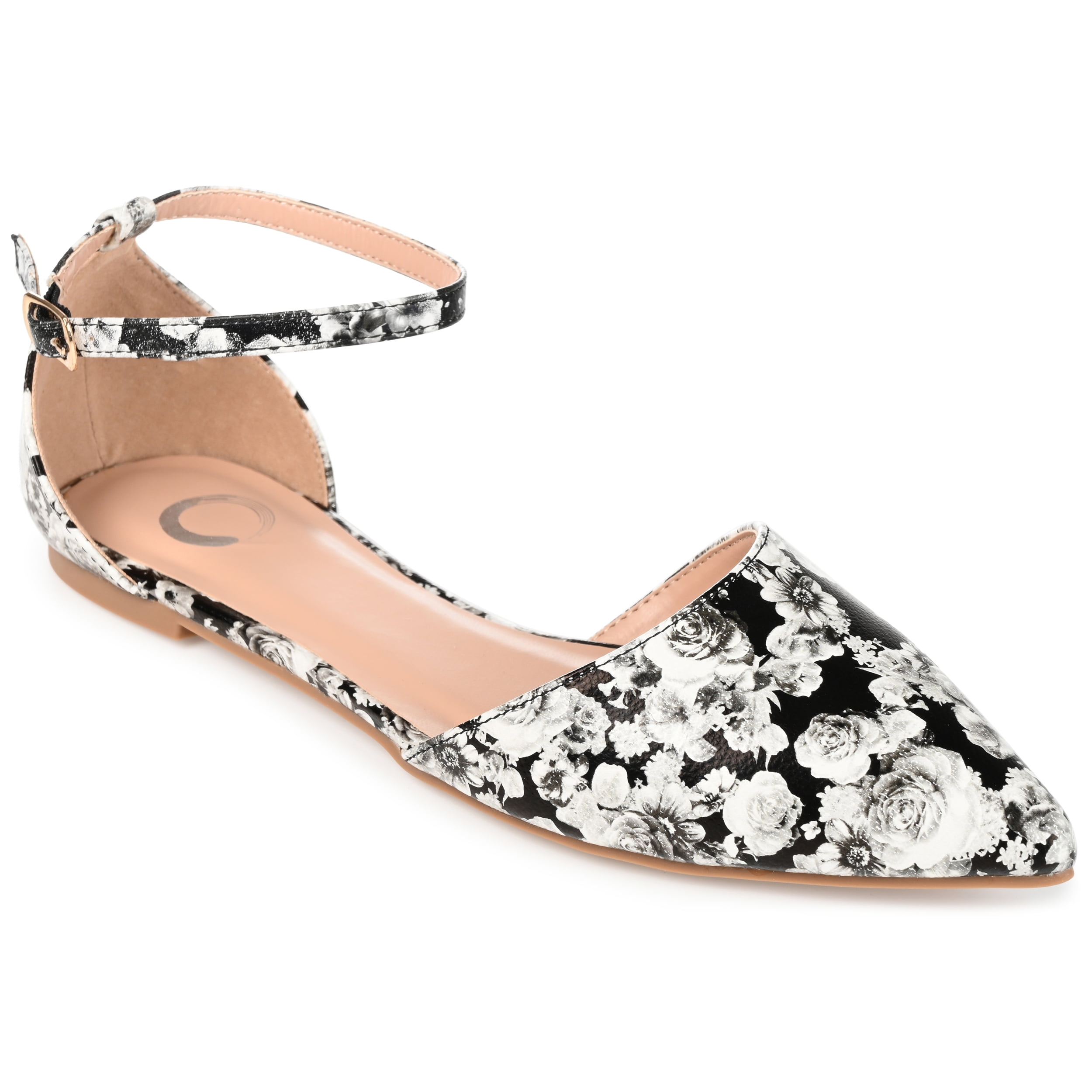 Journee Womens Reba Buckle Pointed Toe Ballet Flats, Widths Available