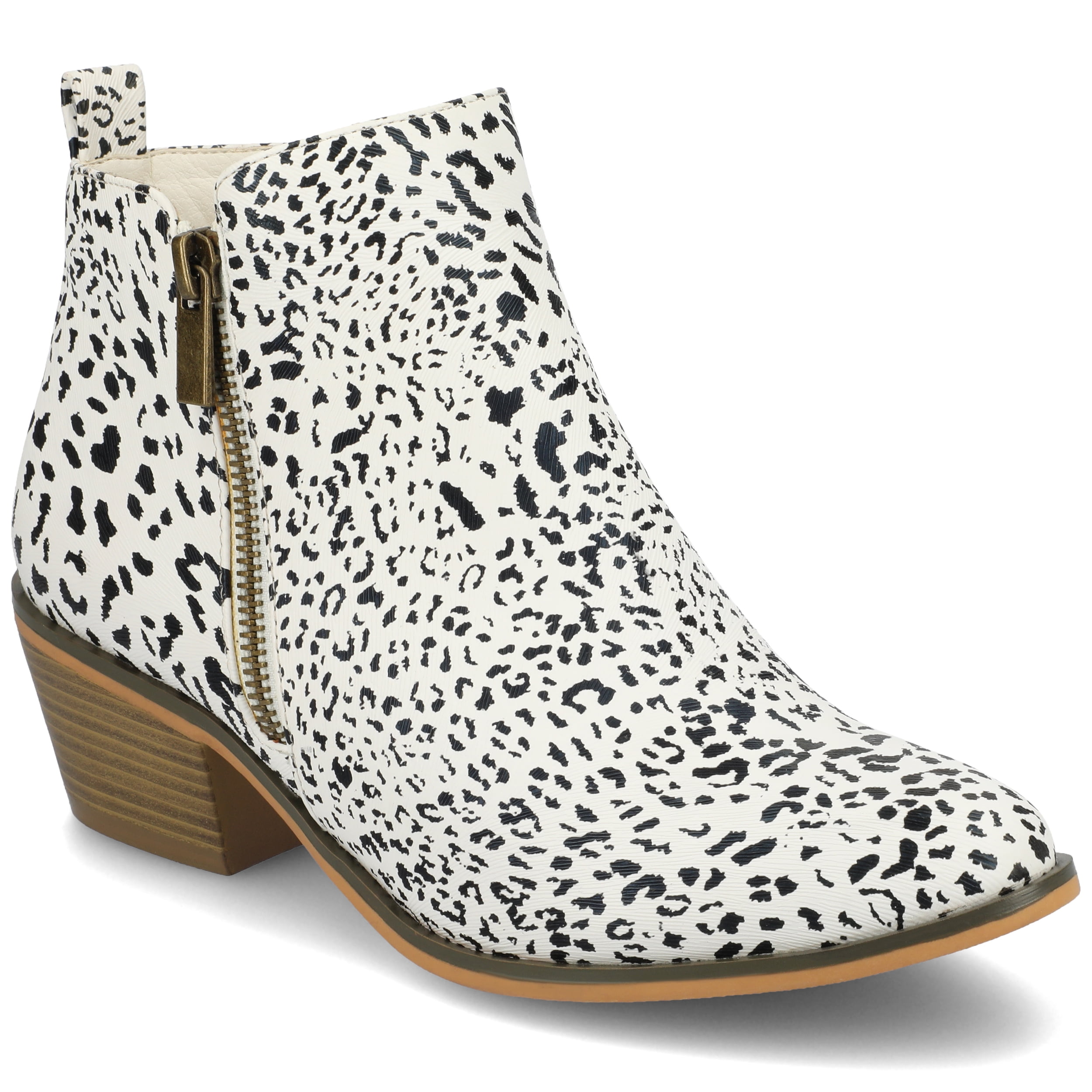 Journee Womens Rebel Outside Zip Stacked Heel Booties