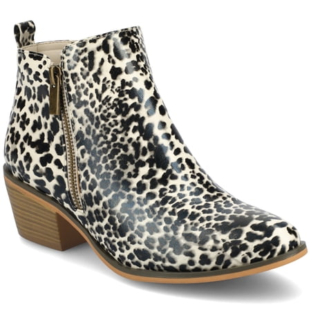 Journee Womens Rebel Outside Zip Stacked Heel Booties