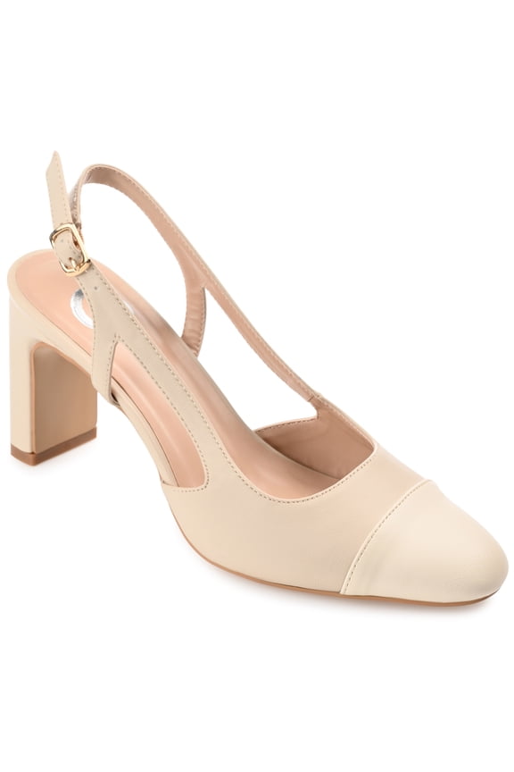 Womens Reignn Sling Back Mid Block Heel Almond Toe Pumps, Widths Available