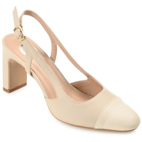 Journee Womens Reignn Sling Back Mid Block Heel Almond Toe Pumps, Widths Available