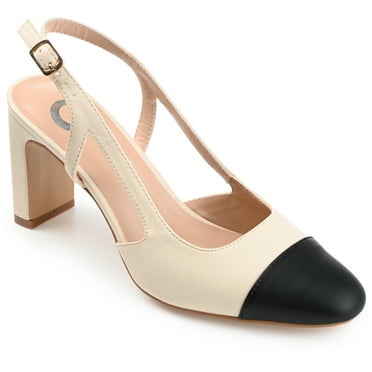 Journee Womens Reignn Sling Back Mid Block Heel Almond Toe Pumps, Widths Available
