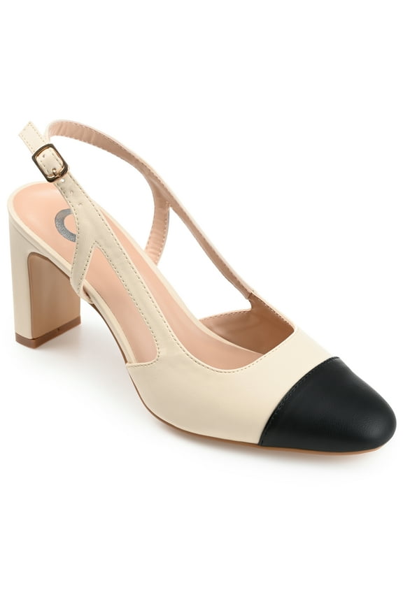 Womens Reignn Sling Back Mid Block Heel Almond Toe Pumps, Widths Available