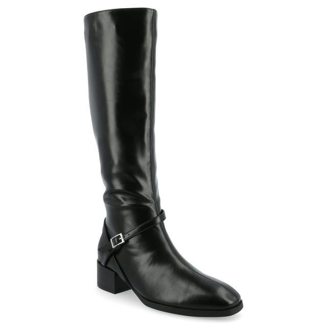 Journee Womens Rhianah Tru Comfort Foam Wide Width Extra Wide Calf Stacked Block Heel Square Toe Boots