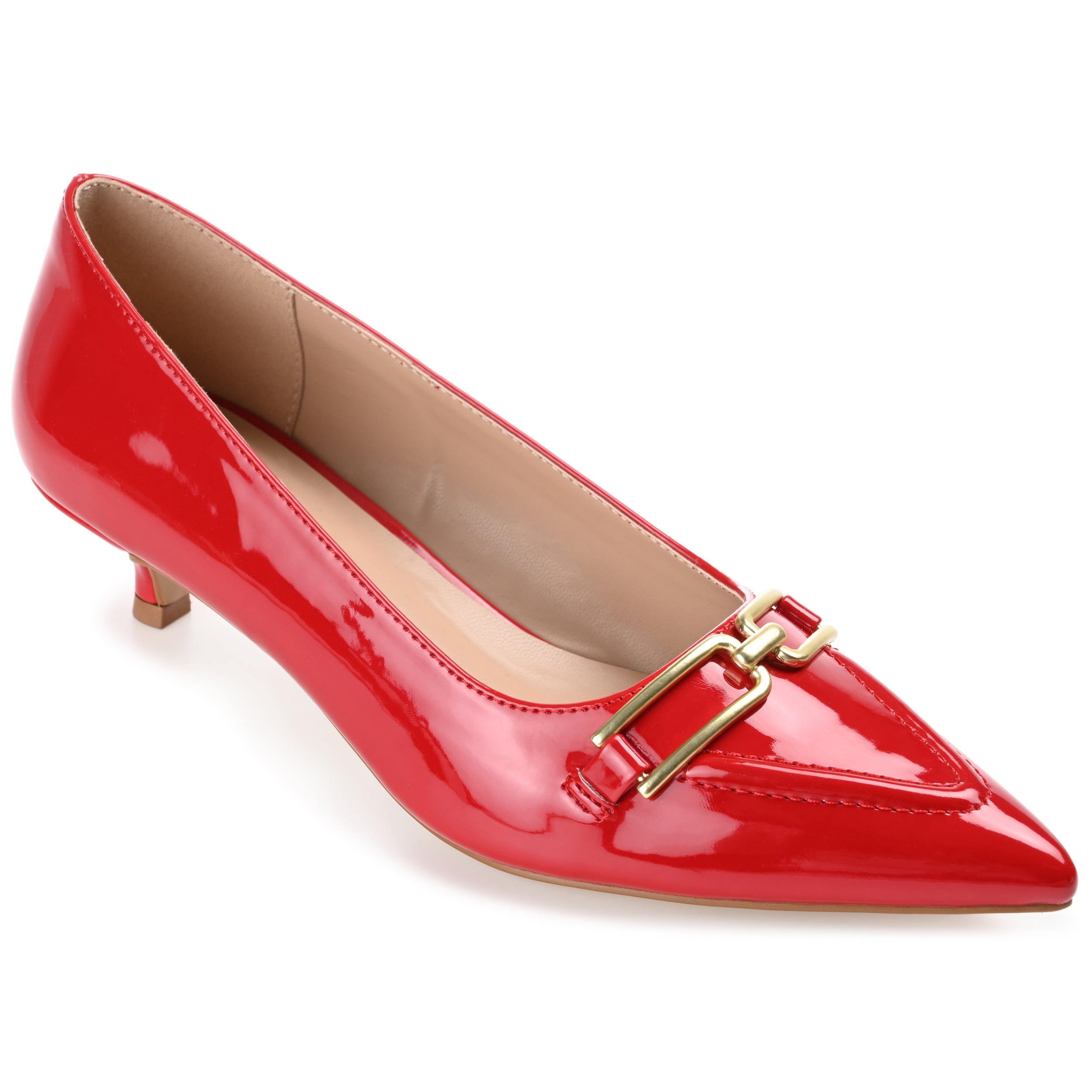 Journee Womens Rumi Kitten Heel Loafer Pointed Toe Pumps, Widths Available